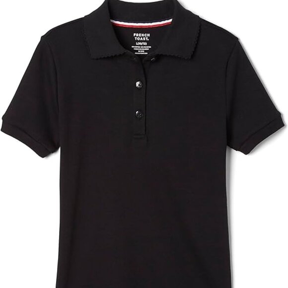 French Toast SA9423 Girls Picot Polo - Black - Picture 1 of 2